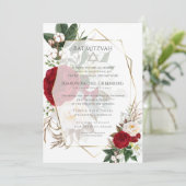Invitation BAT MITZVAH | Bourgogne Peony Verse 2 (Debout devant)