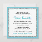 Invitation Bat mitzvah brillant bleu clair et argent (Devant)