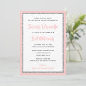 Invitation Bat mitzvah brillant rose et argenté rectangle (Debout devant)