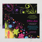 Invitation Bat mitzvah brillante DE LA FILLE (Devant / Derrière)