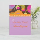 Invitation Bat mitzvah+Bulles motrices/orange/rose vif (Debout devant)