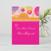 Invitation Bat mitzvah+Bulles motrices/orange/rose vif (Debout devant)