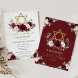 Invitation Bat mitzvah Burgundy Blush Floral Gold Star<br><div class="desc">Personnalisez cette belle invitation bats mitzvah floral bordeaux et roux avec sa propre formulation facilement et rapidement,  appuyez simplement sur le bouton customiser pour réorganiser et formater plus avant le style et le placement du texte. Objets correspondants disponibles en magasin ! c) Le Happy Cat Studio</div>