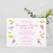 Invitation Bat mitzvah Candy Candyland Thème (Debout devant)