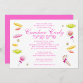Invitation Bat mitzvah Candy Candyland Thème (Devant / Derrière)