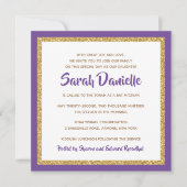 Invitation Bat mitzvah Carré de Parties scintillant violet et (Devant)