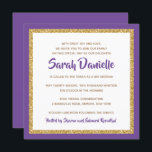 Invitation Bat mitzvah Carré de Parties scintillant violet et<br><div class="desc">Cette invitation Bat mitzvah branchée présente une parties scintillant scintillante superposée à un arrière - plan de couleur solide. Utilisez le formulaire modèle pour ajouter vos propres informations. La fonction "Personnaliser" peut être utilisée pour modifier le style,  la couleur et la disposition de la police.</div>
