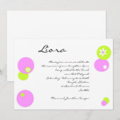 Invitation Bat mitzvah Cercles vert rose (Devant / Derrière)