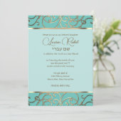 Invitation Bat mitzvah Choisir des couleurs Gold Filigree (Debout devant)