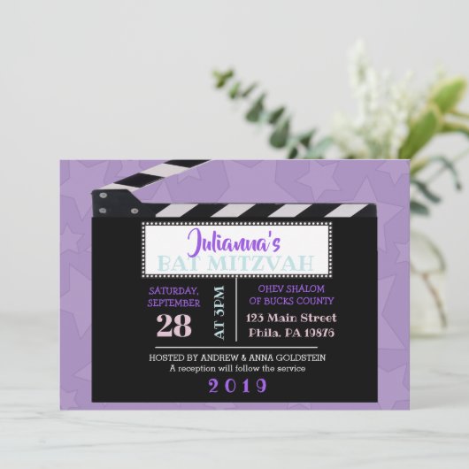 Invitation Bat mitzvah CLAPBOARD (Debout devant)