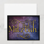 Invitation Bat mitzvah coloré (Devant / Derrière)