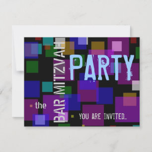 Invitation Bat mitzvah coloré Bar Mitzvah