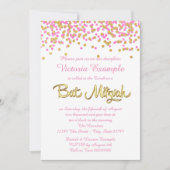 Invitation Bat mitzvah Confetti rose et or (Devant)