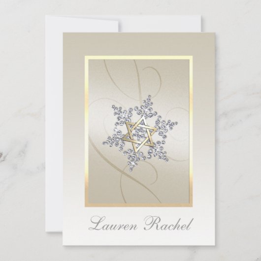 Invitation Bat mitzvah Crystal Snowflake Star de David (Devant)