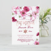 Invitation Bat mitzvah d'aquarelle florale PixDezines (Debout devant)