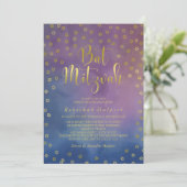 Invitation Bat mitzvah d'aquarelle Gold Stars (Debout devant)