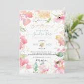 Invitation Bat mitzvah d'aquarelle PixDezines Blush Sweetpeas (Debout devant)
