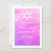 Invitation Bat mitzvah d'aquarelle violet et rose (Devant)