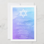 Invitation Bat mitzvah d'aquarelle violet et Turquoise (Devant)