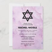 Invitation Bat mitzvah d'aquarelle violet lavande (Devant)