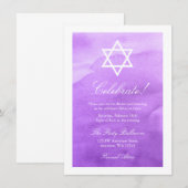 Invitation Bat mitzvah d'aquarelle violette (Devant / Derrière)