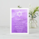 Invitation Bat mitzvah d'aquarelle violette (Debout devant)