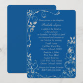 Invitation Bat mitzvah d'araignée de coeur bleu Faux Diamond (Devant / Derrière)