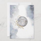 Invitation Bat mitzvah d'argent céleste, blanc et or (Dos)