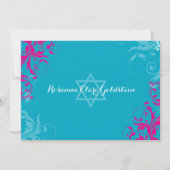 Invitation bat mitzvah de 128 marines fleurissent rose turquo (Dos)