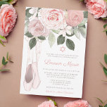 Invitation Bat mitzvah de Ballet Floral rose<br><div class="desc">Cette élégante invitation au Bat mitzvah de ballet ne manquera pas d'impressionner ! De belles fleurs roses et des chaussures à pointe de ballet décorent cet invitation unique. Personnalisez facilement votre journée spéciale !</div>