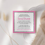 Invitation Bat mitzvah de brillance rose chaud et Carré d'arg<br><div class="desc">Cette invitation Bat mitzvah branchée présente une parties scintillant scintillante superposée à un arrière - plan de couleur solide. Utilisez le formulaire modèle pour ajouter vos propres informations. L'outil de conception peut être utilisé pour modifier le style de police,  la couleur et la disposition.</div>