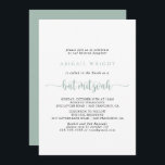 Invitation Bat mitzvah de calligraphie minimaliste écologique<br><div class="desc">Cette invitation de bat mitzvah calligraphie minimaliste verte est parfaite pour un bat mitzvah rustique. Le design sobre et élégant présente une typographie de script classique et sophistiquée en vert et blanc.</div>