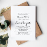 Invitation Bat mitzvah de calligraphie moderne<br><div class="desc">Cette bat mitzvah de calligraphie moderne est parfaite pour un bat mitzvah rustique. Le design sobre et élégant présente une typographie de script classique et sophistiquée en noir et blanc.</div>