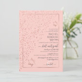 Invitation Bat mitzvah de Confetti Diagonal Rose Rose (Debout devant)