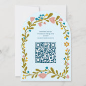 Invitation Bat mitzvah de couronne florale Code QR personnali (Dos)