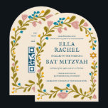 Invitation Bat mitzvah de couronne florale Code QR personnali<br><div class="desc">Carte parfaite pour annoncer une bar mitzvah, bat mitzvah ou autre célébration juive ! L'art fait main pour vous ! ENTIÈREMENT PERSONNALISABLE ! Cliquez sur "Personnaliser" ci-dessus pour modifier le texte et ajouter votre lien au code QR au verso (consultez ma boutique pour d'autres designs avec photo personnalisée). Cliquez sur...</div>