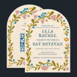 Invitation Bat mitzvah de couronne florale Code QR personnali<br><div class="desc">Carte parfaite pour annoncer une bar mitzvah, bat mitzvah ou autre célébration juive ! L'art fait main pour vous ! ENTIÈREMENT PERSONNALISABLE ! Cliquez sur "Personnaliser" ci-dessus pour modifier le texte et ajouter votre lien au code QR au verso (consultez ma boutique pour d'autres designs avec photo personnalisée). Cliquez sur...</div>