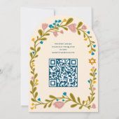 Invitation Bat mitzvah de couronne florale Code QR personnali (Dos)