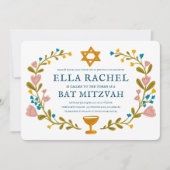 Invitation Bat mitzvah de couronne florale Code QR personnali (Devant)