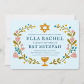 Invitation Bat mitzvah de couronne florale Code QR personnali (Devant)