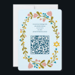 Invitation Bat mitzvah de couronne florale Code QR personnali<br><div class="desc">Carte parfaite pour annoncer une bar mitzvah, bat mitzvah ou autre célébration juive ! L'art fait main pour vous ! ENTIÈREMENT PERSONNALISABLE ! Cliquez sur "Personnaliser" ci-dessus pour modifier le texte et ajouter votre lien au code QR au verso. Cliquez sur "modifier à l'aide de l'outil de conception" pour ajuster...</div>