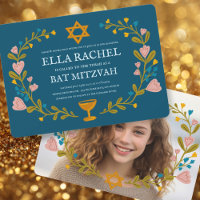Bat mitzvah de couronne florale photo personnalisé