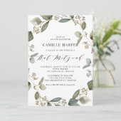 Invitation Bat mitzvah de couronnes d'Eucalyptus à aquarelle (Debout devant)