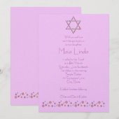 Invitation Bat mitzvah de David Pink (Devant / Derrière)