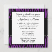 Invitation Bat mitzvah de diamants imprimés Zebra violet (Dos)