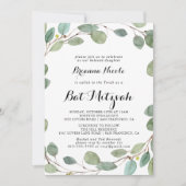 Invitation Bat mitzvah de feuillage Eucalyptus vert (Devant)