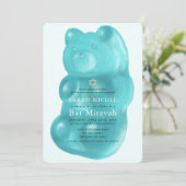 Invitation Bat mitzvah de fille ours de la gomme bleue (Debout devant)
