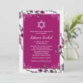 Invitation Bat mitzvah de fleurs de cerisier rose (Debout devant)