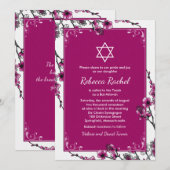 Invitation Bat mitzvah de fleurs de cerisier rose (Devant / Derrière)