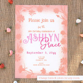 Invitation Bat mitzvah de fleurs sauvages roses et de fleur r